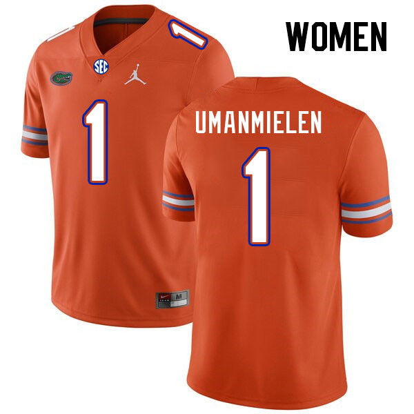 Women #1 Princely Umanmielen Florida Gators College Football Jerseys Stitched Sale-Orange
